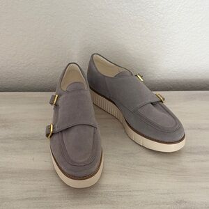 Cole Haan women’s Gray platform sneakers with Gold Buckles size 10B